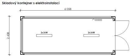 Skladový kontejner 20´ s elektroinstalací